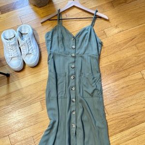 LUUKSE Button up Sundress in Olive | Small